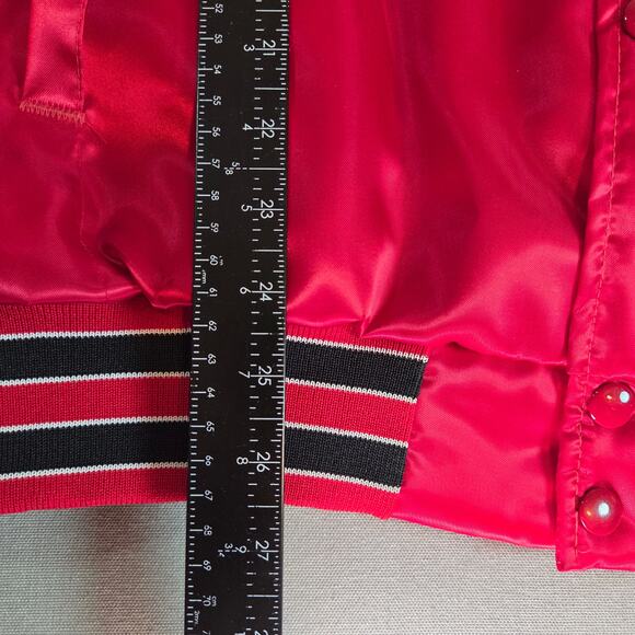 Vintage Chicago Blackhawks Swingster Red Satin Mens Bomber Jacket XL USA - Picture 9 of 13